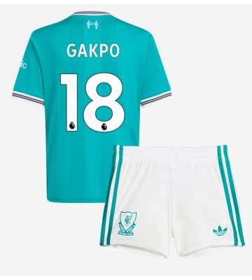Lacne Dětský Futbalové dres Liverpool Cody Gakpo #18 2025-26 Krátky Rukáv - Tretina (+ trenírky)